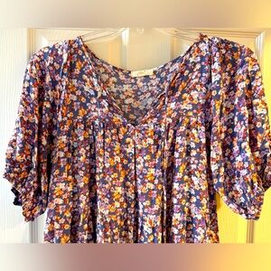 1/2 sleeve oversized floral midi dress women’s M